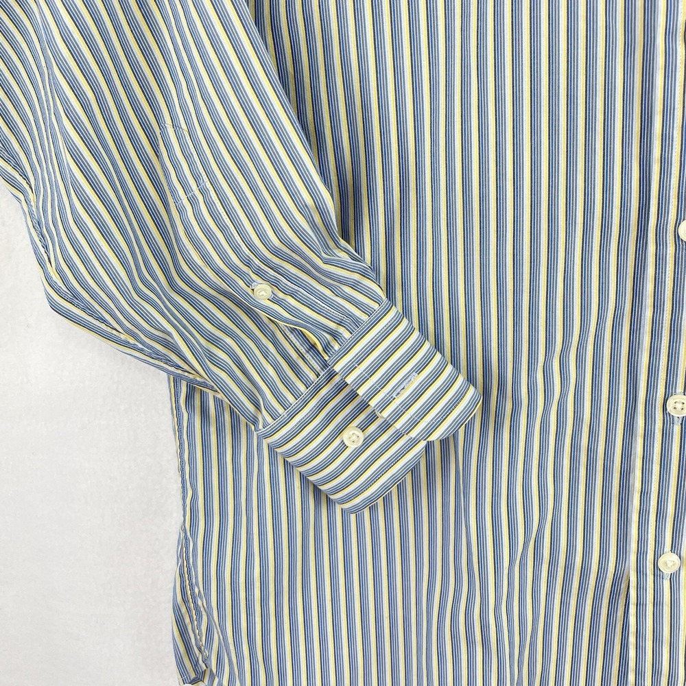 Nautica Mens Striped‎ Button Down Shirt Long Sleeve 15 1/2 34/35 blue yellow - Picture 8 of 9